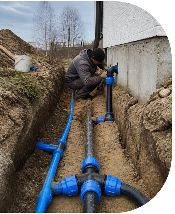 Монтаж наружного водопровода на участке под ключ в Костроме